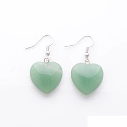 Dangle Chandelier Natural Aventurine Beads Stone Earrings For Women Romantic Heart Shaped Pendant Hanging Earring Fashion Jewellery Dhq1B