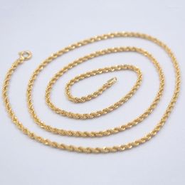 Chains Real 18K Yellow Gold Necklace Women Men Luck Rope Chain 50cm 2.9-3.2g 2mmW