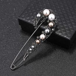 Pins Brooches Large retro simple pins and brooches Mosaic simulation pearl Women's clothing decoration Jewellery NEW2019 G220523