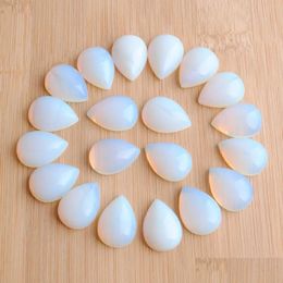 Loose Gemstones Natural White Opal Teardrop 13X18Mm Cabochon No Hole Beads For Diy Jewelry Making Earrings Bracelets Necklace Rings Dhqwc