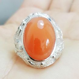 Cluster Rings Natural Real Carnelian Dragon Style Ring 925 Sterling Silver For Men Or Women 13 18mm 11ct Big Gemstone C91256