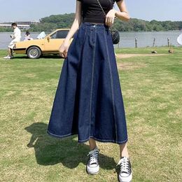 Skirts 6XL Denim Women Plus Size Vintage Simple Fashion Casual Maxi Long Streetwear Korean Style College Girls All-match