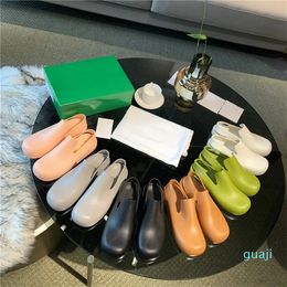 Designer Women Slippers Rain Boots Rubber Sandals Slingback Strap Matte Platform Waterproof Thick Bottom Booties Candy Colours