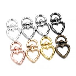 5pcs/lot Love Heart Metal Lobster Keychain Claps Spring Buckle Hook Key Ring Connector For DIY Bag Jewellery Making Findings