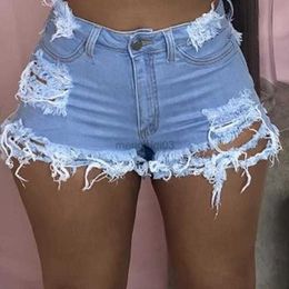 Women's Shorts Fashion Sexy High Waist Ladies Denim Shorts 2021 Summer New Women's Ripped Hollow Out Hole Streetwear Plus Size Shorts Jeans Y23