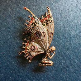 Pins Brooches Ins alloy oil drop prayer butterfly fairy cute suitable for girls' and fashion chest flower accessories G220523