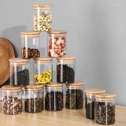 Storage Bottles 12 Pcs Bamboo Cover Jars For Cereals Pearl Cotton Set Dried Fruit Spice Jar High Borosilicate Heat Resistant Box