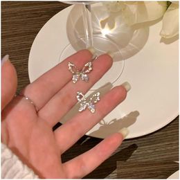 Stud Earrings Trendy Clear Crystal Butterfly For Women Girls Fashion Party Jewelry Eh430 Drop Delivery Dhgarden Dhis4