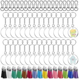 Keychains 150pcs Kit Clear Acrylic Blanks Keychain Clips Rings Jump Tassels For Crafting Vinyl Projects DIY Gift