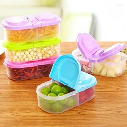 Storage Bottles Kitchen Gadget Plastic Box Fresh-Keeping Fruit Vegetable Containers Double Compartment Covered Groceries Sealed Jar
