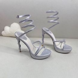 Rene Caovilla stiletto heels sandals luxurys designers dress shoes women slipers cleo Margot butterfly-detailing sandals rhinestone studded sandal 35--42 OXOOOX