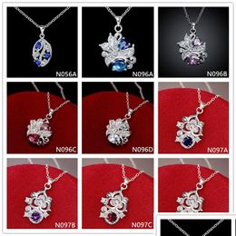 Pendant Necklaces Fashion Womens Gemstone 925 Sier Necklace Pendants Mixed Style Sterling Plated Gtn1 Drop Delivery Jewelry Dh1Yp