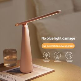 Table Lamps Folding Cone Eye Protection Desk Lamp USB Charging Desktop Touch Dimming Student Dormitory Learning Reading 2023