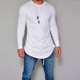 Men's T Shirts Men Tee Shirt Basic Colours Long Sleeve Slim T-shirt Male Plain Solid Colour 3XL Plus Size O Neck