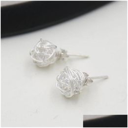 Stud Earrings Jinse S925 Sterling Sier Fashion Ladies Hollow Bird Nest Thai Jewellery Anti Allergy Earing 10.50Mm 2.40G Drop De Dhgarden Dhodp