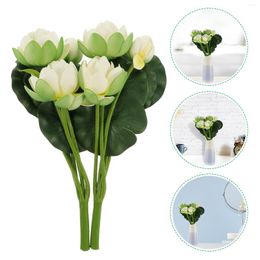 Decorative Flowers 2 Pcs House Decorations Home Plastic Greenery Craft Water Lily Artificial Lotus Stems Vase Filler