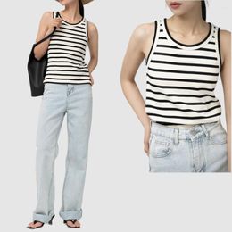 Women's Tanks White Stripe Cotton Knit Tank Top Women 2023 Summer Great Quality Soft High Stretch Skinny Comis Tee Shirt Sleeveless