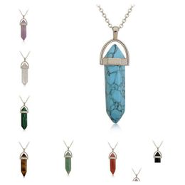 Pendant Necklaces Natural Stone Hexagonal Pillar Head White Crystal Necklace Gsfn628 With Chain Mix Order Drop Delivery Jewellery Penda Dhfcu