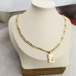 Chains Goddess Luxury Gold Color Necklace Luxe Fashion Jewelry Stainless Steel For Women