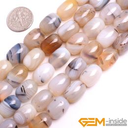 Crystal Natural Stone 10x14mm Grey Leaf Agates Rice Drum Loose Spacer Accessorries Beads For Jewellery Making Strand 15" DIY Women Gifs