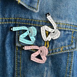 Cartoon White Pink Blue Ruler Metal Enamel Badge Brooch Female Clothing Backpack Fashion Personality Icon Decoration Gift