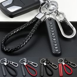 Lobster Clasp Keychain Braided Rope Phone Number Card Anti-Lost Car Key Pendant Chains Key Ring Keyring for Auto Home Keys