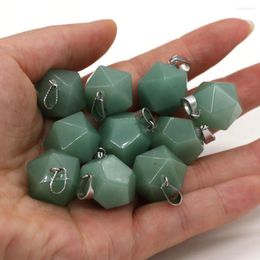 Pendant Necklaces Natural Stone Polygon Shape Green Aventurine Charm For Jewelry Making DIY Necklace Bracelet Earrings Accessories