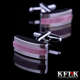 KFLK Jewellery shirt cufflink for mens Brand Pink cuff link Wholesale Fashion Button Male High Quality Wedding Groom guests