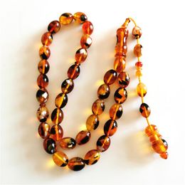 Clothing muslim rosary tasbih with tassel 11*14mm resin amber 33 prayer beads sibha islamic masbaha tespih