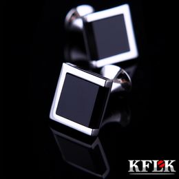 KFLK Jewellery shirt cufflinks for mens Brand Black cuff link Wholesale bouton High Quality Luxury Wedding Male Gift guests