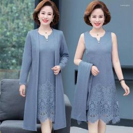 Casual Dresses Elegant Women Dress Vestidos 2023 Spring Autumn Vintage Middle-aged Women's Qipao Female Cheongsam 2 Piece Set