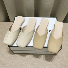 Fashion womens outdoor sandals Square close toe low heel slides khaki ladies girls indoor slippers size 35-40