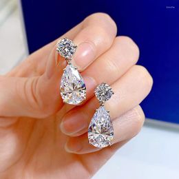 Cluster Rings Water Drop Moissanite Diamond Dangle Earring Real 925 Sterling Silver Wedding Earrings For Women Promise Jewelry Gift