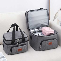 Backpacking Packs Double insulated lunch suitable for women large capacity hot picnic box with shoulder zipper meal cooler bag P230524