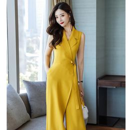 Gym Clothing Brand Quality Sleeveless Jumpsuits Female Summer Women Fashion Chiffon Bodysuit Rompers Lady High Waist Flares Lace Up