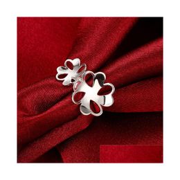Band Rings Womens Sterling Sier Plated Hollow Flower Ring Gssr745 Fashion 925 Plate Drop Delivery Jewellery Dhsck