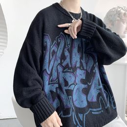 Men's Sweaters Cool Man Sweater Fashion Brand Street Art Graffiti Letter Printing Pullovers Spring Lazy All-match Casual Oversized Men