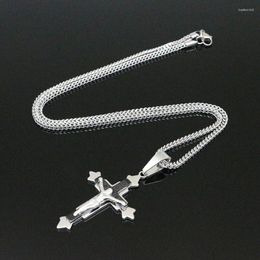 Pendant Necklaces Trendy Men Jewelry Cross Black&Steel Stainless Steel 60CM Chain Necklace Women Jesus