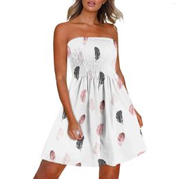 Casual Dresses Boho Summer Dress For Women Floral Beach Strapless Cover Ups Off Shoulder Sundresses Short Knee Length Vestidos