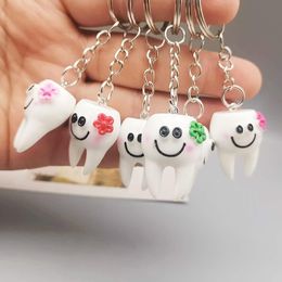 Dental Tooth Shape Model Keychain Fashion Keyring Cartoon Girls Gift Bag Pendant Teeth Car Key Chain Trinkets 2021New Trend