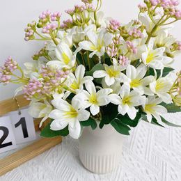 Decorative Flowers 18 Heads Lily Artificial Silk Pink Fake Flower Centerpiece For Wedding Bride Party Gift Table Bouquet Vase DIY Decor