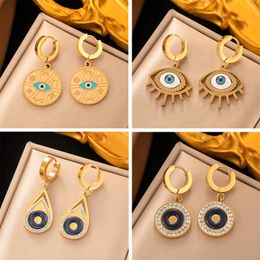Fashion Luxury Evil Eye Charm Earring 18K Gold Plated Stainless Steel Earrings Party Jewellery