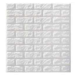 Wall Stickers 5PCS 3D Brick Self-Adhesive Panel Decal Wallpaper For TV Background Sofa Decoration (White 70x77cm)