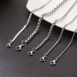 Chains 1PCS Titanium Steel Square Box Chain Punk Pearl Jewellery Necklace Clothing Accessories Sweater Men's And Women's Necklaces