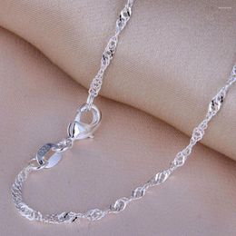 Chains 1pcs Fashion Female Elegant Silver Plated 2mm Water Wave Ripple Chain Necklace Diy Jewellery Gifts