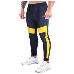 Men's Pants 2023 Casual Skinny Stretch Trousers Fashion Elastic Band Patchwork Drawstring Sweatpants