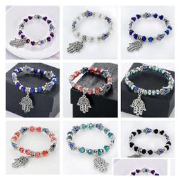 Charm Bracelets Palm Devils Eyes Beaded Bracelet In Europe And America Gsfb358 Mix Order 20 Pieces A Lot Drop Delivery Jewellery Dhjhd