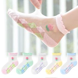 Socks 5 pairs/batch of summer children's cotton cute fashionable soft mesh spring casual socks for children aged 1-12 boys and girls G220524 good