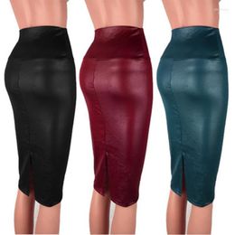 Skirts 25# 2023 Women Skirt Mini Bodycon Office Slim Knee Length High Waist Stretch Sexy Pencil Slit Hip1