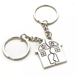 Keychains 2PCs/set Couple Lovers Keychain Warm House Type Key Chain Souvenirs Valentine's Day Gift Built With Love Home